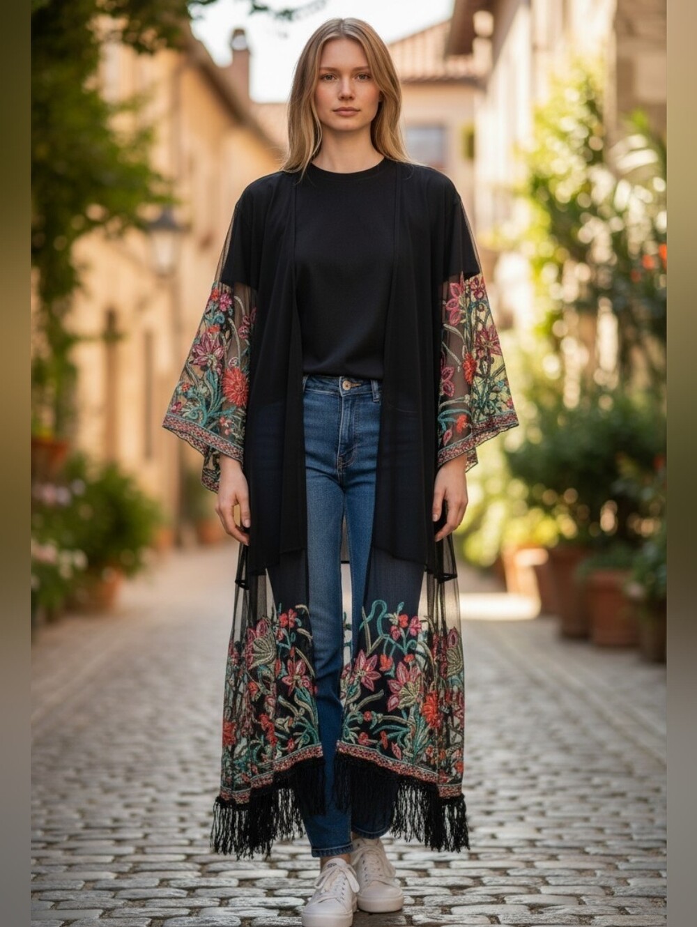 Open Embroidered Robe - Picture 1 of 11